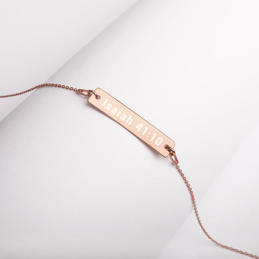Isaiah 41:10 - Do not fear - Engraved Silver Bar Chain Necklace