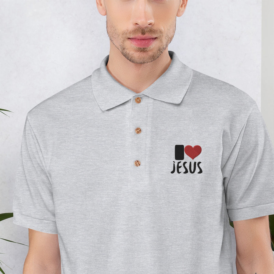 I Love Jesus - Embroidered Polo Shirt