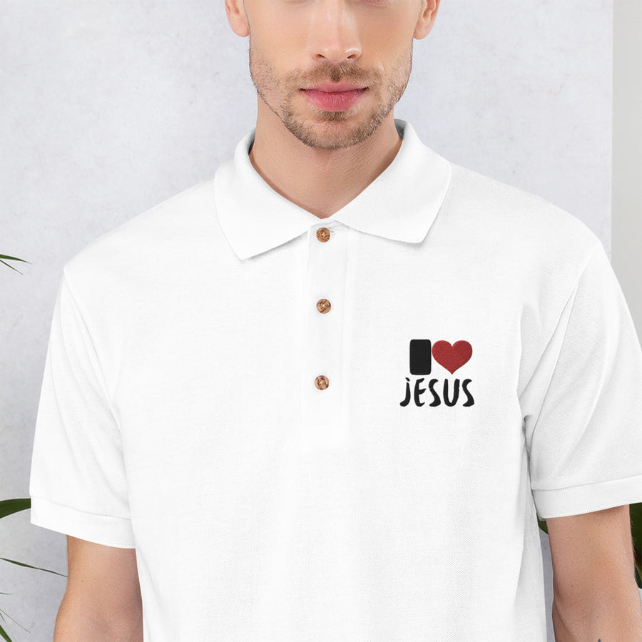 I Love Jesus - Embroidered Polo Shirt